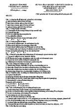 Đề thi kiểm khảo sát kiến thức chuẩn bị cho năm học mới môn Sinh học Lớp 12 - Đề gốc - Năm học 2018-2019 - Trường THPT Liên Sơn